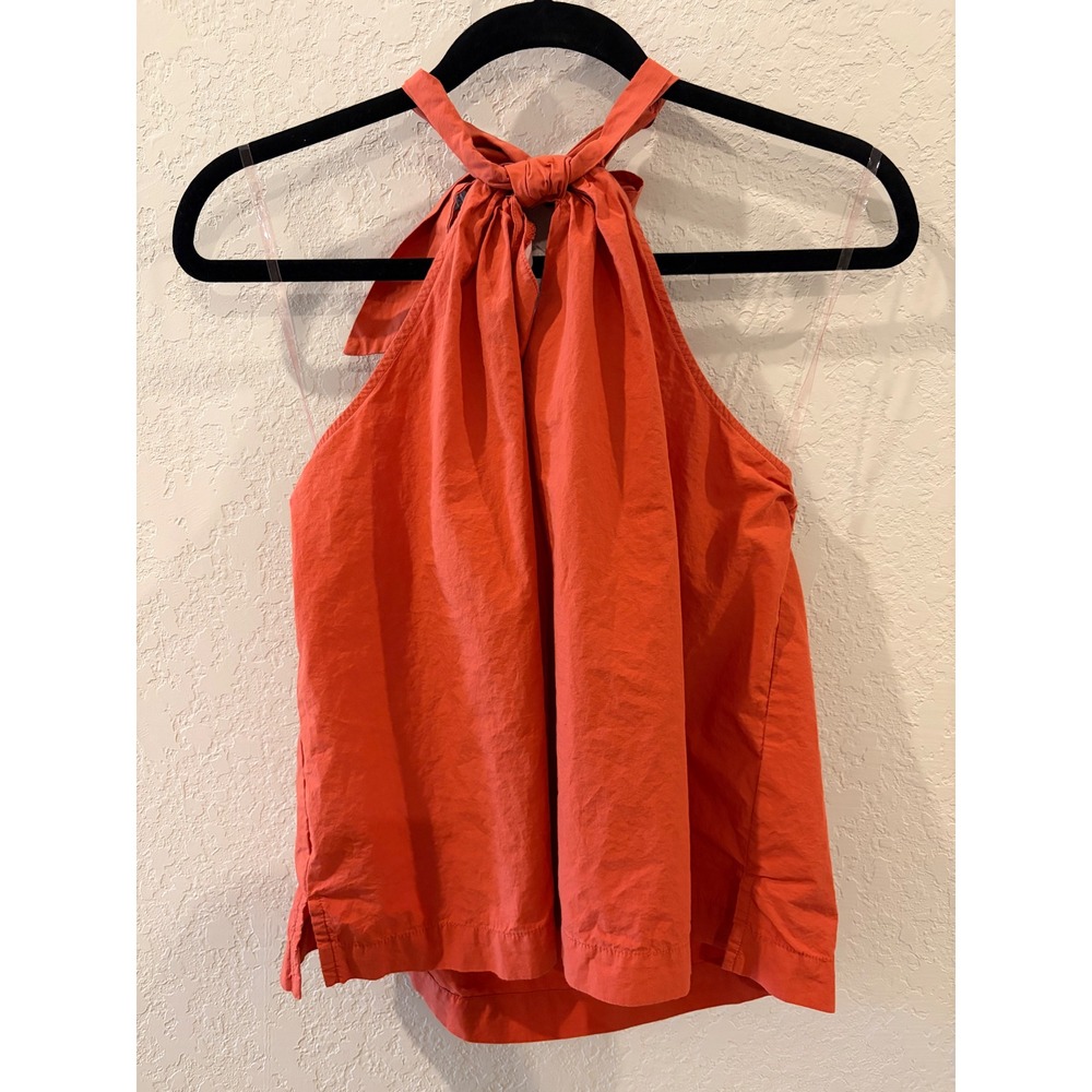 Universal Thread Burnt Orange Halter Neck Tie Back Blouse Top Medium